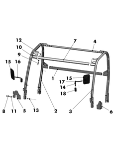 Euro Cab Frame Diagram and Parts List for 46F 4X4-1I018G-1I019G-37ACH010 Cub Cadet Lawn Tractor Accessories